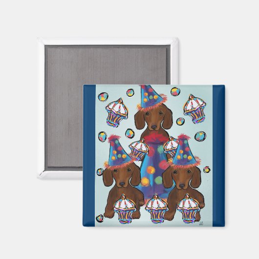 Rote Dackeln Magnet (Vorderseite/Rückseite)