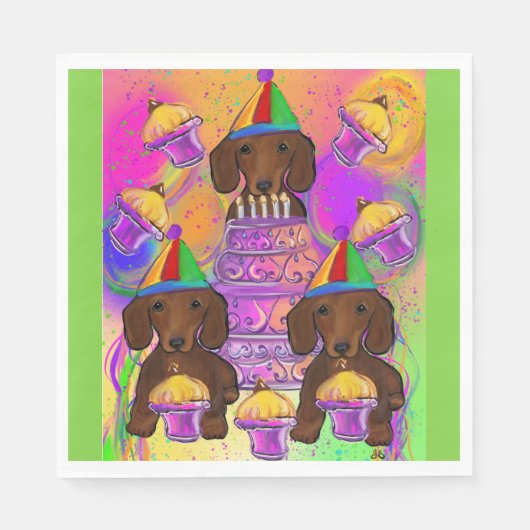 Rote Dackeln Serviette (Vorderseite)