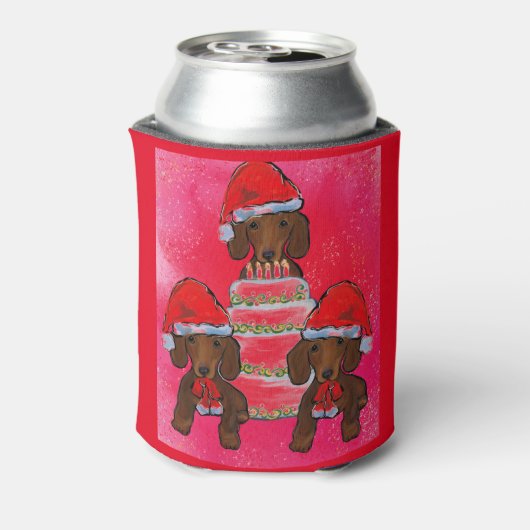 Rote Dackeln Weihnachten Dosenkühler (Kanne Rückseite)