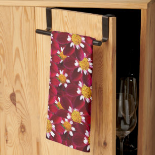 Rote Dahlie Blumen Floral Geschirrtuch