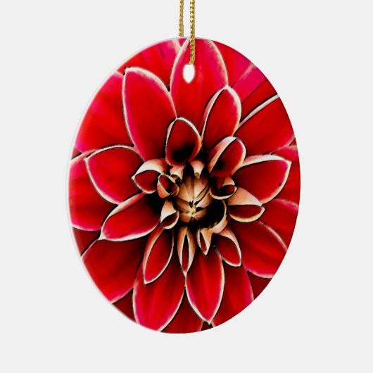 Rote Dahlie, digitale Kunst Keramik Ornament (Rechts)