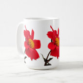 Rote Dahlien-Blumen-Tasse Kaffeetasse (Vorderseite Links)