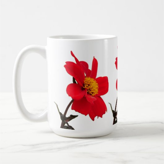 Rote Dahlien-Blumen-Tasse Kaffeetasse (Links)