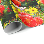 Rote Dahlien Geschenkpapier (Rolleneckpunkt)