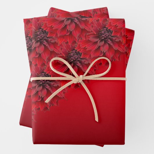 Rote Dahlien im gotischen Stil Geschenkpapier Set (Beispiel)