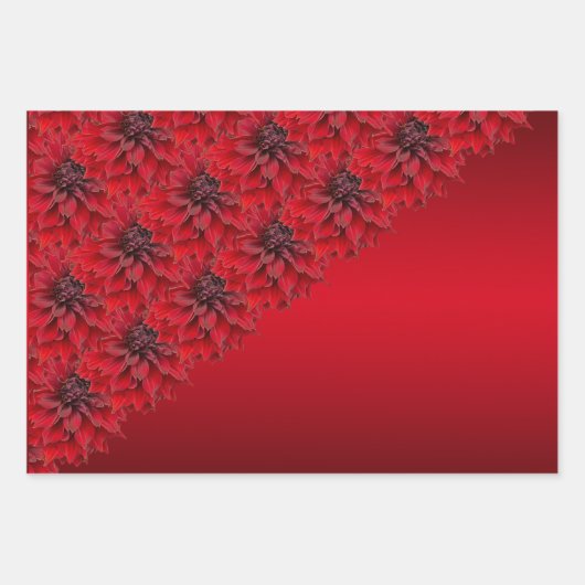 Rote Dahlien im gotischen Stil Geschenkpapier Set (Vorderseite)