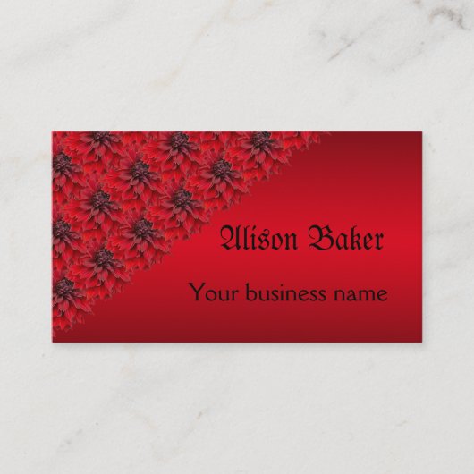 Rote Dahlien im gotischen Stil, Visitenkarte (Vorderseite)