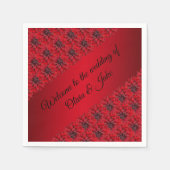 Rote Dahlien in gotischen Stilen Hochzeitsnapkins Serviette (Vorderseite)