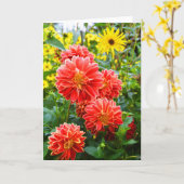 Rote Dahlien Karte (Gelbe Blume)