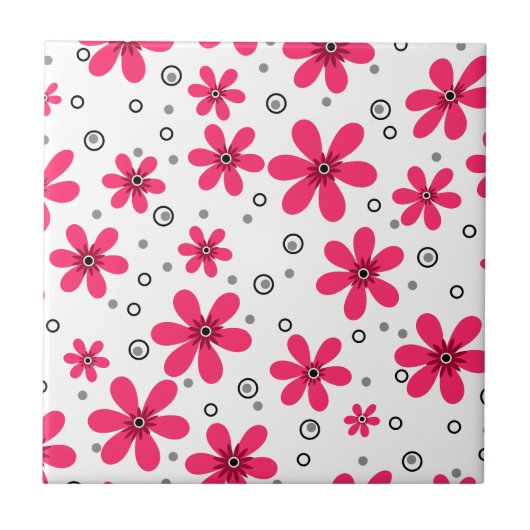 Rote Daisy-Blume im Retro-Hintergrund Sommer Fliese (Vorderseite)
