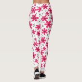Rote Daisy-Blume im Retro-Hintergrund Sommer Leggings (Rückseite)
