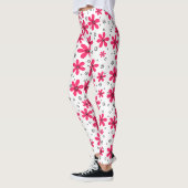 Rote Daisy-Blume im Retro-Hintergrund Sommer Leggings (Links)