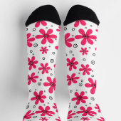 Rote Daisy-Blume im Retro-Hintergrund Sommer Socken (Oben)