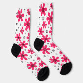 Rote Daisy-Blume im Retro-Hintergrund Sommer Socken (Rechts)