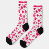 Rote Daisy-Blume im Retro-Hintergrund Sommer Socken (Linkes Detail)