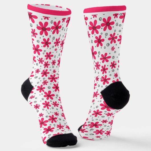 Rote Daisy-Blume im Retro-Hintergrund Sommer Socken (Gewinkelt)