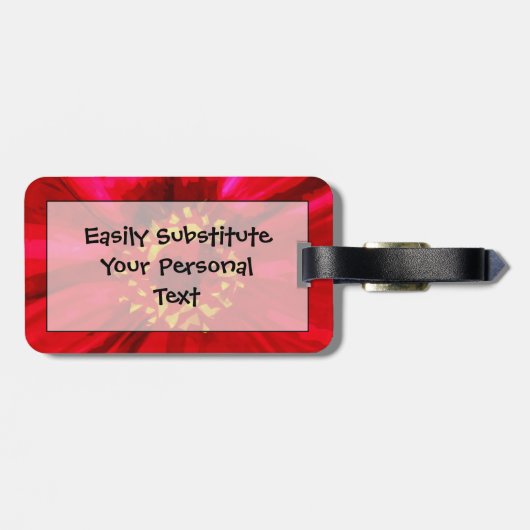 Rote Daisy-Blume mit Gelbpollen Abstrakt Gepäckanhänger (Rückseite horizontal)