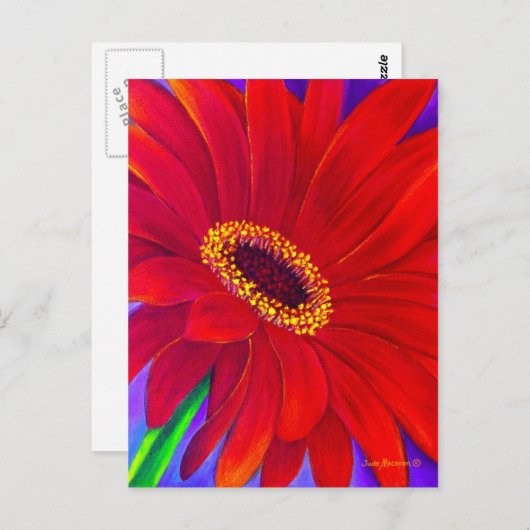 Rote Daisy Gerber Blume Malerei Art - Multi Postkarte (Vorne/Hinten)