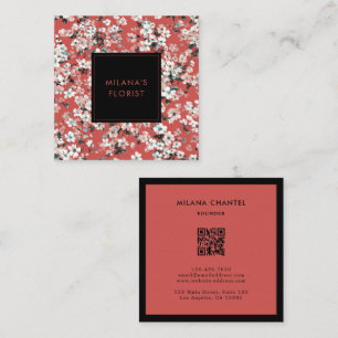 Rote Daisy Moderne Trendige Blume Florist Quadratische Visitenkarte