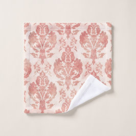 Röte-Damask-Aquarell-Blumen-Vintage-Muster Waschlappen