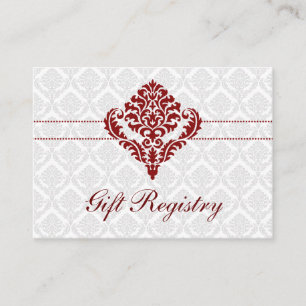 rote Damask Gift Registry Cards Begleitkarte