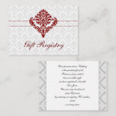 rote Damask Gift Registry Cards Begleitkarte (Vorne/Hinten)
