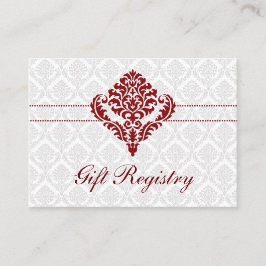 rote Damask Gift Registry Cards Begleitkarte (Vorderseite)