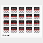 Rote Damask Monogram Save the Date Stickers (Blatt)