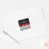 Rote Damask Monogram Save the Date Stickers (Umschlag)