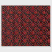 Rote Damaskus auf schwarz Geschenkpapier (Flach)