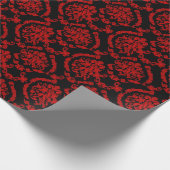 Rote Damaskus auf schwarz Geschenkpapier (Ecke)