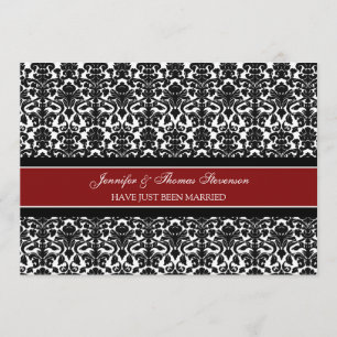 Rote Damast-gerade verheiratete Mitteilungs-Karten Ankündigung