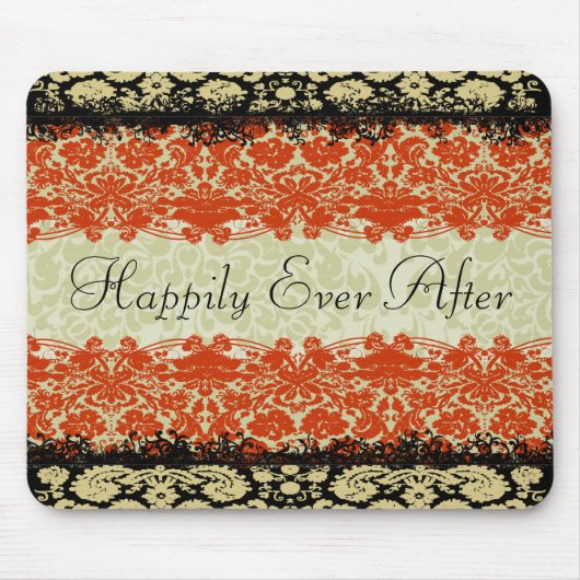Rote Damast-Hochzeit Mousepad (Vorne)