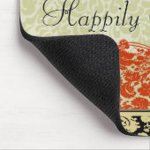 Rote Damast-Hochzeit Mousepad (Ecke)