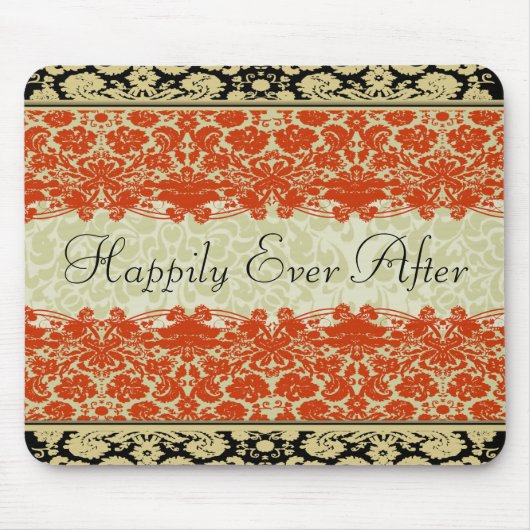 Rote Damast-Hochzeit Mousepad (Vorne)