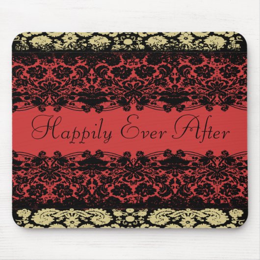 Rote Damast-Hochzeit Mousepad (Vorne)
