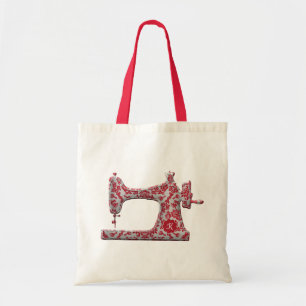 Rote Damast-Nähmaschinen-Monogramm-Tasche Tragetasche