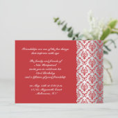 Rote Damastmuster-Karte Einladung (Stehend Vorderseite)