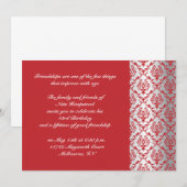 Rote Damastmuster-Karte Einladung (Vorne/Hinten)