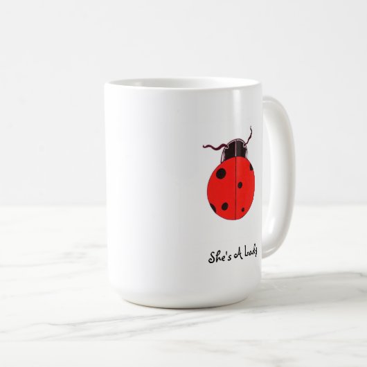 Rote Dame Bug Statement Mug Kaffeetasse (VorderseiteRechts)