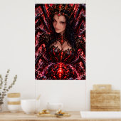 Rote Dämonin Gothic Fantasy Poster (Küche)