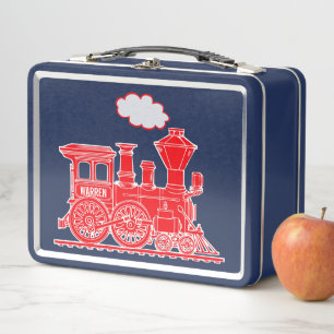 Rote Dampf-Lok Kinder Name Lunchbox
