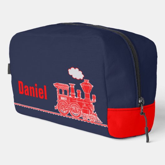 Rote Dampfzüge - Reisen Waschbeutel (Rechte Ecke)