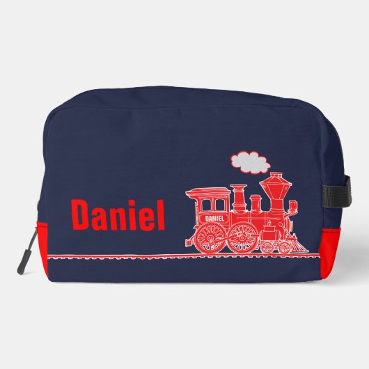 Rote Dampfzüge - Reisen Waschbeutel (Rückseite)