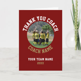 Rote Dankeschön-Trainerkarte Teamname Foto Dankeskarte
