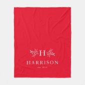 Rote Decke in rustikalem Monogramm Urlaub (Vorderseite)