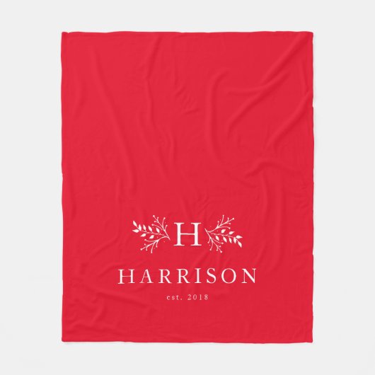 Rote Decke in rustikalem Monogramm Urlaub (Vorderseite)