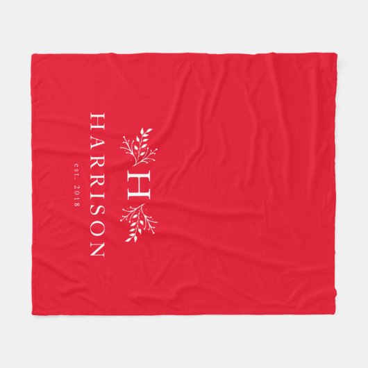 Rote Decke in rustikalem Monogramm Urlaub (Vorderseite (Horizontal))