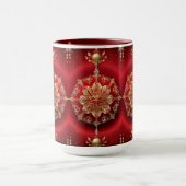 Rote Dekorationsornamente Feiertagsbecher Tasse (Zentrum)