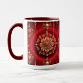 Rote Dekorationsornamente Feiertagsbecher Tasse (Links)